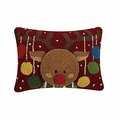 Puesta En Escena 16 in. 3D ReindeerOrnaments Holiday Hook Pillow, Multi Color 2145275